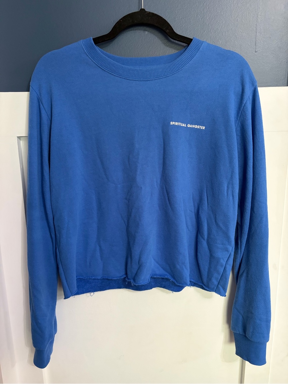 Spiritual Gangster Women's Cropped Crewneck Sweatshirt Raw Hem Size Small